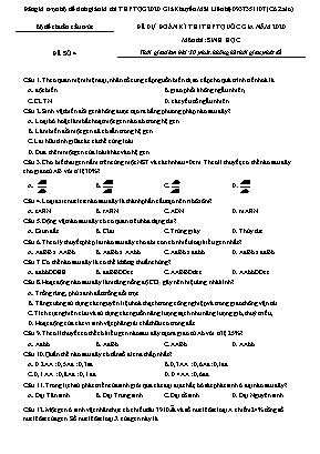 Đề dự đoán kỳ thi THPT Quốc gia môn Sinh học năm 2020 - Đề số 4 (Có đáp án)